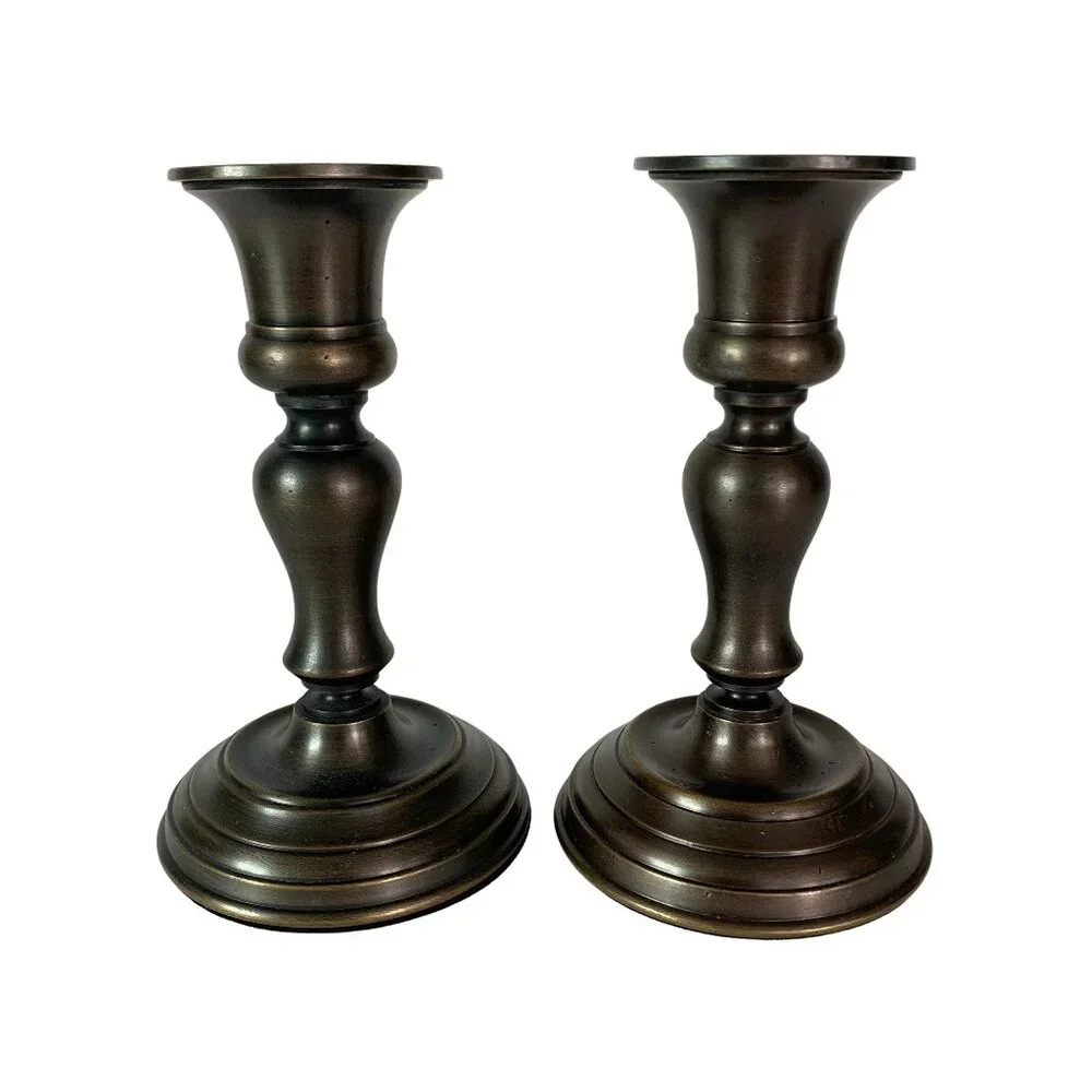 RESTORATION HARDWARE Oil Rubbed Bronze Metal Candlesticks